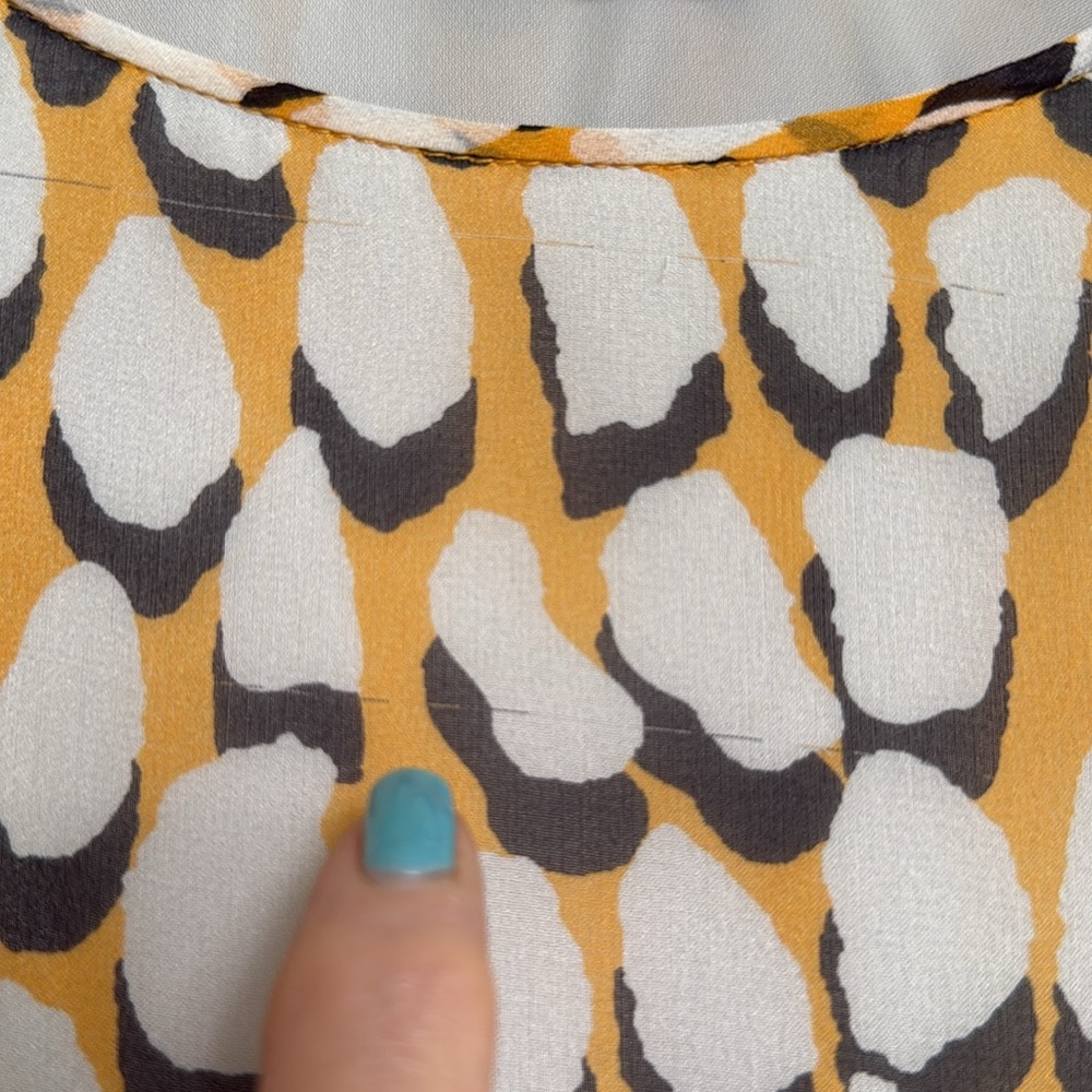 Diane Von Furstenberg The Robyn Top Yellow/Grey/Ivory Silk Pullover Blouse Small - Picture 10 of 16